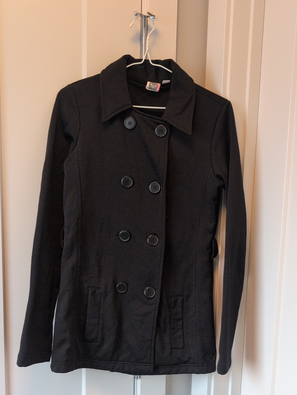 Black Double-Breasted Women's Coat - Roxy Jacket XS